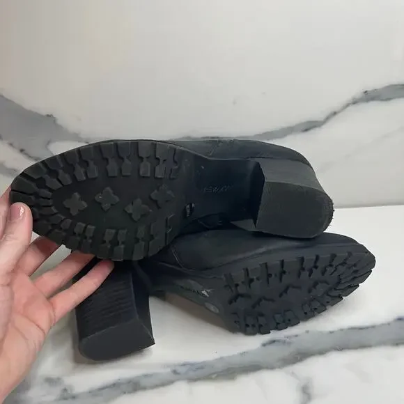 Lucky Brand | Women's Black Suede Lug Sole Side Zip Platform Noryn Boots Sz 7.5 - Picture 7 of 7